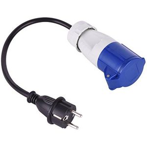 Electraline 20848043F, industriële adapter met CEE-stekker + Schuko-stopcontact (caravan, caravan, bouwplaats, boot, camper, camping) - IP44 voor buiten