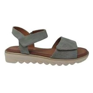 Jana Platte damessandalen met klittenbandsluiting, veganistisch, sage, 38 EU