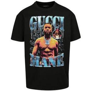 Mister Tee Heren T-shirt Gucci Mane Drip Tee Oversize Tee, Oversized T-shirt met print aan de voorkant voor mannen, katoen, maten XS - 5XL, zwart, S