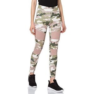 Urban Classics Camo Tech Mesh Legging voor dames, sportbroek voor vrouwen in camouflage-look, verkrijgbaar in vele kleurvarianten, maten XS - 5XL, Duskrose Camo, XXL