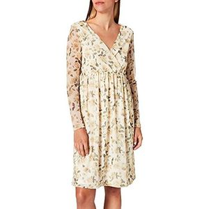 NA-KD Gerecyclede wikkeljurk van mesh voor dames, casual, Geel met Bloemenprint, 32