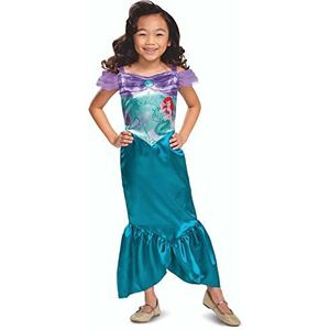Disguise Officieel Disney-kostuum, zeemeerminnenkostuum voor meisjes, Ariel-kostuum, zeemeerminnenjurk, meisjes, Halloween, maat S