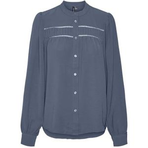 VERO MODA Vmemma Ls WVN GA Noos Kanten T-Shirt Lange Mouwen, Blauw China, L Dames, China blauw, L