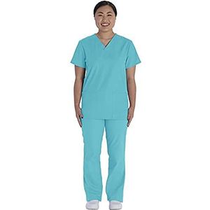 VT Unisex slip shirt & broek set, kasack met V-hals en 2 zakken, broek met zak (turquoise, XS)