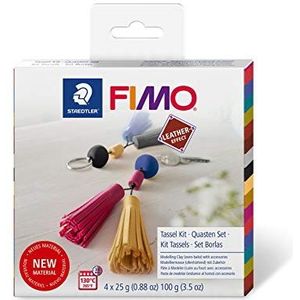 STAEDTLER Fimo 8015 DIY2 Leather-Effectset ""kwastjes"" met handleiding en accessoires, ovenhardende modelleermassa voor creatieve objecten in lederlook, lederachtige look en haptiek