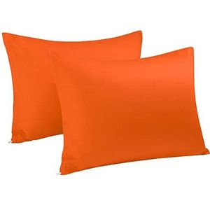 sourcingmap Standaard kussenslopen met ritssluiting, kussenslopen, beschermhoezen, Egyptisch katoen, 300 draadtelling, 2 stuks Standard (20"" x 26"") ORANJE