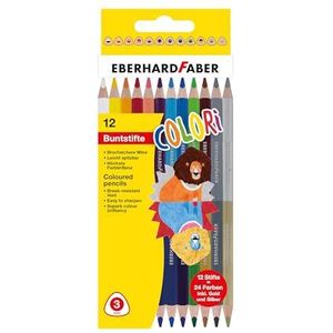Eberhard Faber 514811 - Colori kleurpotloden duo, zeshoekige vorm, in 24 kleuren, in kartonnen doosje, om te schilderen, illustreren en tekenen