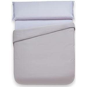 Sancarlos Tweekleurige dekbedovertrek, parelgrijs, 100% percale katoen, voor bedden van 150 cm breed
