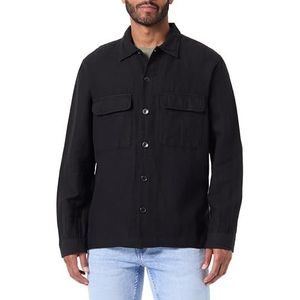 SELETED HOMME slhmads-Linen Overshirt Ls Noos, zwart, S