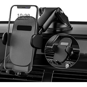 CGZZ Autotelefoon houder houder, autotelefoonhouder, autohouder voor dashboard voorruit luchtklep, twist-lock clip en sterke zuignap, compatibele iPhone 12 13 14 Pro enz.