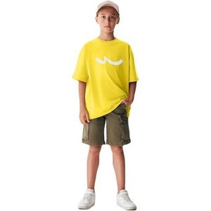 LTB Jeans T-shirts voor jongens Tekeze T-shirt met korte mouwen met LTB-logo print in geel maat - 128CM, Primrose Yellow 8358, 128 cm