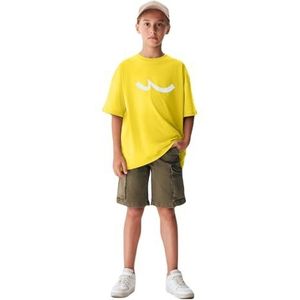 LTB Jeans T-shirts voor jongens Tekeze T-shirt met korte mouwen met LTB-logo print in geel maat - 116CM, Primrose Yellow 8358, 116 cm