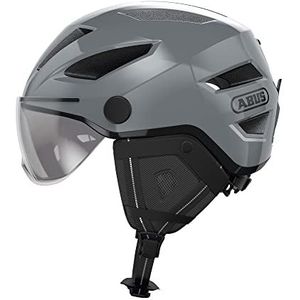 ABUS Pedelec 2.0 ACE cityhelm - fietshelm met achterlicht, vizier, regenkap, oorbescherming - voor dames en heren - grijs, maat S