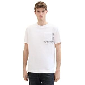 TOM TAILOR Basic T-shirt voor heren met borstzak, 20000 - wit, S
