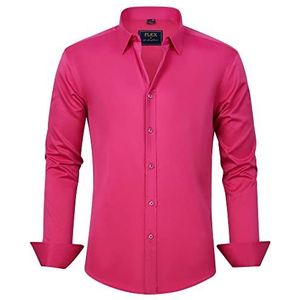 J.VER Herenhemd met button-down-kraag, knalroze (hot pink), L