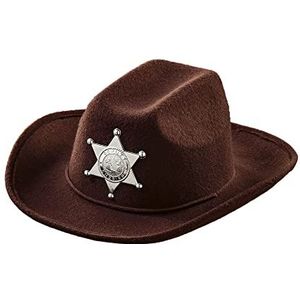 Widmann 0489Q Cowboy Hoed, met sheriffster, voor kinderen, wilde vesten, themafeest, carnaval