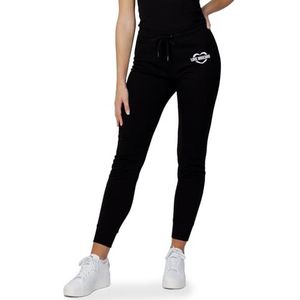 Love Moschino Slim fit joggingbroek met hart-holografische print vrijetijdsbroek voor dames, Zwart, 34 NL