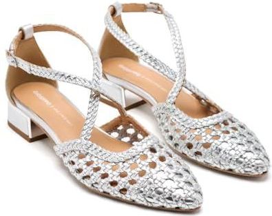 Sandalen - Gevlochten - Leren - Halfopen Hak - Hakhoogte 3 cm