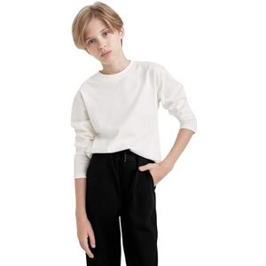 DeFacto Stijlvolle en comfortabele shirts met lange mouwen, truien en onderhemden voor jongens gebroken wit 8/9 Y, off-white, 8-9 Jaar