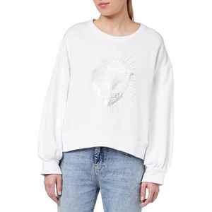 Pinko Footing Sweatshirt Heart And Overall, Z04_White Brill, M Dames, Z04_witte bril., M