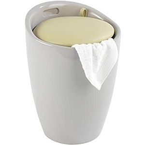 WENKO Badkruk Candy Taupe, mooie zitgelegenheid, kruk met opbergruimte voor de badkamer en woonkamer, geïntegreerde wasverzamelaar, ABS-kunststof, BPA-vrij, inhoud 20 l, Ø 36 x 50,5 cm