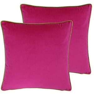 Paoletti Meridian Twin Pack veren gevulde kussens, warm roze/kalk, 55 x 55cm