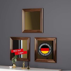 moebel17 5828 Nikko spiegel set van 3 wandspiegels badkamerspiegel gangspiegel cosmetische spiegel kunststof frame, brons, modern, 40 x 40 x 2,4 cm