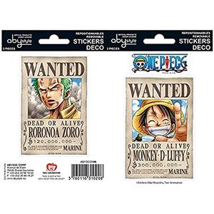 ABYstyle - ONE PIECE - Stickers - 16x11cm - Wanted Luffy/Zoro