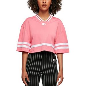 STARTER BLACK LABEL Dames Ladies Starter Cropped Mesh Jersey T-shirt, pinkgrapefruit/wit, XL