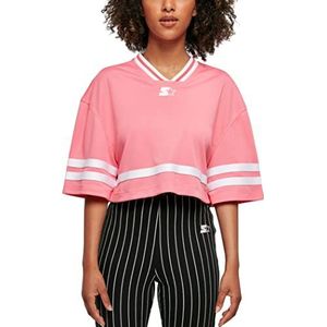 STARTER BLACK LABEL Dames Ladies Starter Cropped Mesh Jersey T-shirt, pinkgrapefruit/wit, XS