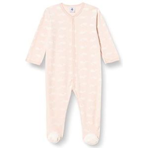 Petit Bateau Pyjama voor meisjes, Zoutroze/Marshmallow wit, 0-3 Maanden