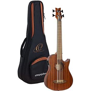 Ortega Guitars Travel Bass electro-akoestische - fretless - Lizard Series - Bass Ukulele - inclusief Gigbag - Solid Mahonie (LIZZY-PRO)