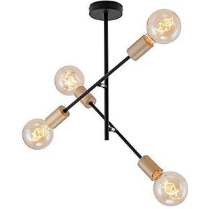 BRILONER Leuchten - plafondlamp, plafondlamp met 4 spots in retro/vintage design, armen draaibaar, E27, metaal, afmetingen: 41x40.2 cm, zwart-pale-goud