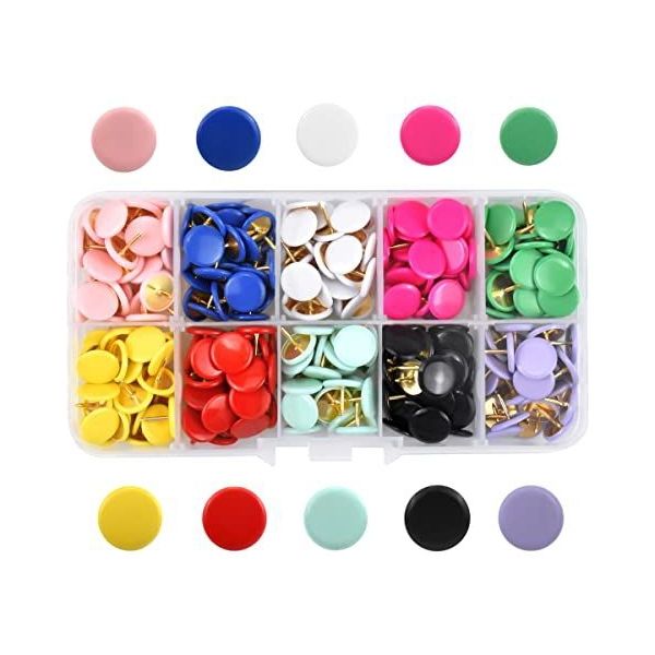400pcs Push Pins, Round Head Map Tacks with Case Pearl Pin, Multicolor