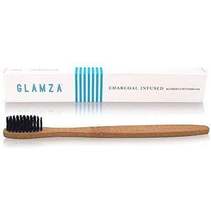 Glamza tandenborstel, bamboe, ideaal voor gebruik met een blekend koolpoeder of met je tandpasta