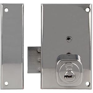 Amig - Overvol slot links met hendel en tong voor houten deuren Mod. 75P | 67 x 112 mm | Veiligheidsronde cilinder | Zilver Staal