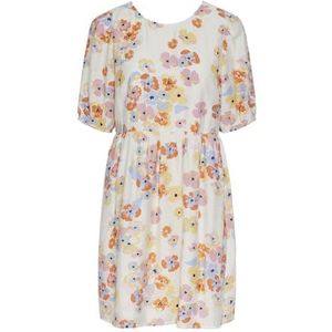 PIECES Pckarlson Ss Dress Bc zomerjurk voor dames, Cloud Dancer/Aop: grafische bloem, L