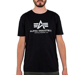 Alpha Industries Basis T-shirt Reflecterende print Ronde hals Black