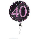 Amscan 3378601 - standaard folieballon Happy Birthday 40, diameter ca. 43 cm, heliumballon, verjaardag