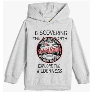 Koton Boys's Hoodie Brushed Interior Bedrukt Katoenen Sweatshirt met lange mouwen, grijs (031), 4-5 jaar