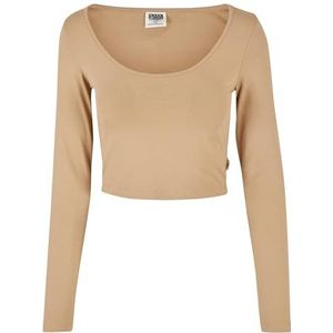 Urban Classics, Damen, T-Shirt, Ladies Organic Cropped Longsleeve, Unionbeige, 5XL