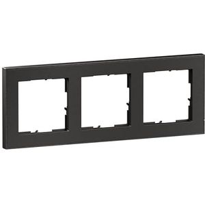 LEGRAND, SEANO+ 3-voudig frame met echt materiaaloppervlak, halogeenvrij thermoplast, duurzame productie en verpakking, kleur: Dark Steel, 765493