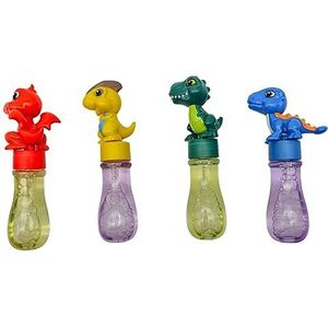 alldoro 60642 Dino Mini zeepbellen, set van 4, flessen met afneembare dinosaurusfiguur om te spelen, kleurrijk, 4 x 35 ml