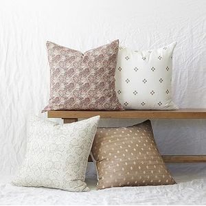 Woven Nook - Moderne en luxe decoratieve Boho sierkussenslopen - Duurzame kwaliteit en wasbaar in de machine - 100% katoenen canvas - Dover Set - 4 Pack (18 x 18)
