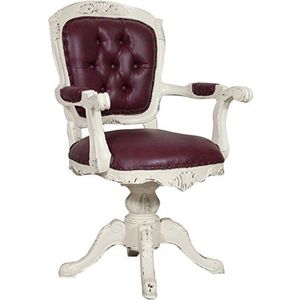 Biscottini Draaibare stoel – 65 x 55 x 105 cm – massief hout mahonie – afwerking in antiek wit – slaapkamer – woonkamer