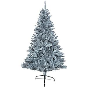 SHATCHI Bossige keizerlijke dennen kunstmatige luxe kerstboom scharnierende takken potlood punt tips met metalen standaard Xmas Home Decorations, PVC, Frosty Green, 5Ft/150CM