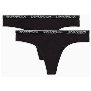 EMPORIO ARMANI Set van 2 strings slip tanga, zwart/zwart, XL dames, zwart/zwart, XL