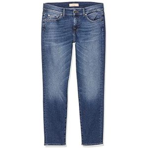 7 For All Mankind Dames Mid Rise Roxanne Crop Slim Jeans, blauw (Mid Blue Gl)., 23W x 27L
