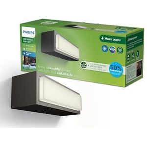 Philips Stratosphere Ultra Efficient buitenwandlamp, 3.8W, 4000K koel wit licht, antraciet, IP44 weerbestendig