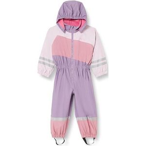 Playshoes Uniseks regenpak voor kinderen met fleecevoering, warm, waterdicht, regenkleding, paarse overall, 116